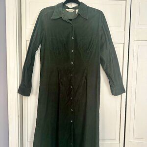 Eddie Bauer Hunter Green Corduroy Long Sleeve Dress PL